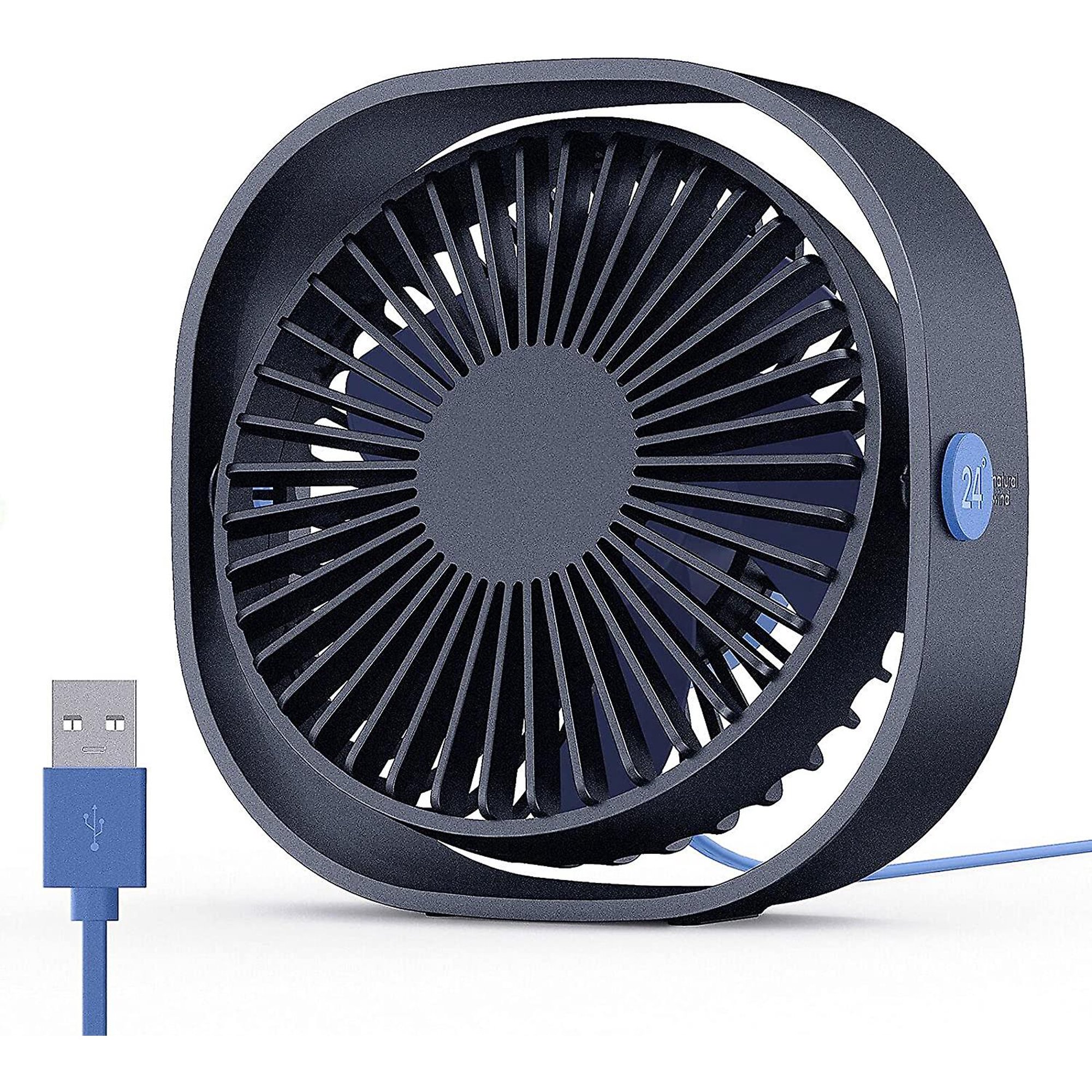 Ventilador de escritorio USB, mini ventilador portátil, ventilador de mesa  de escritorio de ajuste de 3 velocidades, alimentación de enchufe, rotación