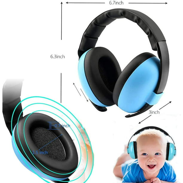 Auriculares con cancelación de ruido para bebés, protectores de oídos con  correa elástica, ajustables, orejeras de