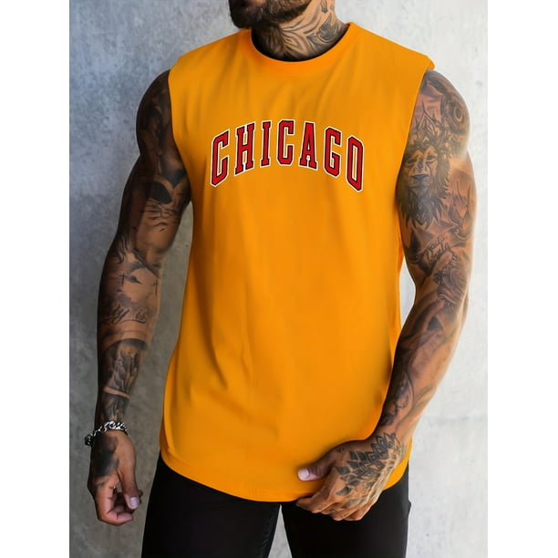 Camiseta Sin Mangas Con Capucha Y Estampado Chicago - Temu Mexico