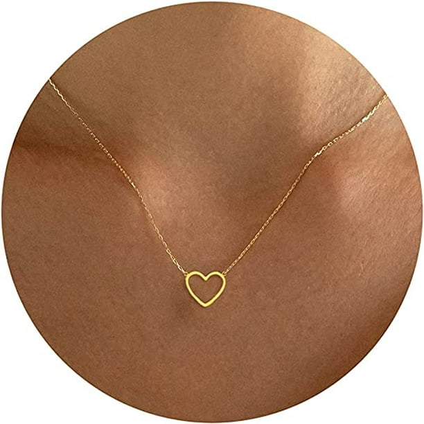promoción gusano Alfombra Lindo collar de corazón pequeño colgante de corazón de oro de 14k collares  de gargantilla de amor de TUNC Sencillez | Walmart en línea