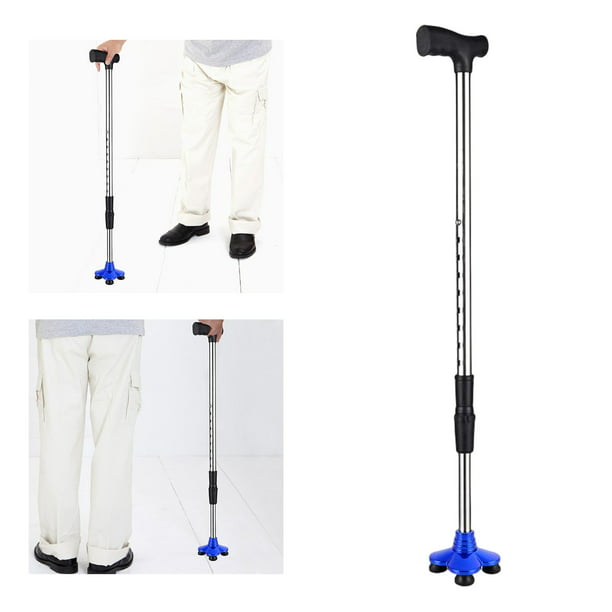 Bastón de aleación de aluminio, bastones para caminar con una base de 4  patas, bastón telescópico ajustable de cuatro patas para personas mayores