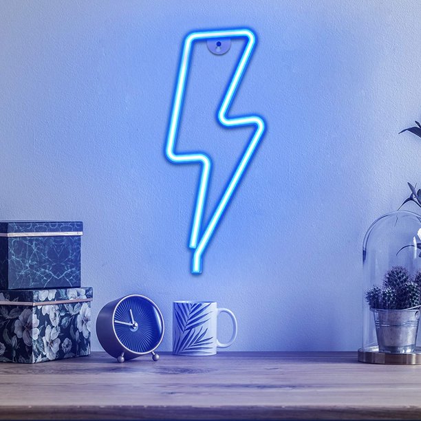 Luces de letras LED de neón, tienda grande luces de letras azules con  batería o luces de letras luminosas alimentadas por USB, decoración de  pared