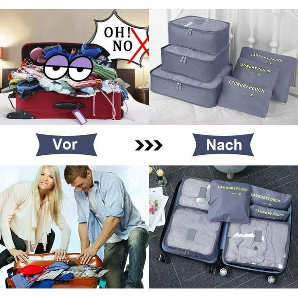 Vicloon Gepäck Organizer, 8-in-1-Set Koffer Organizer umfassen 2 *  Schuhbeutel, 3 * Packwürfel und 3 MFZFUKR OTTO-MZQ-1383-2