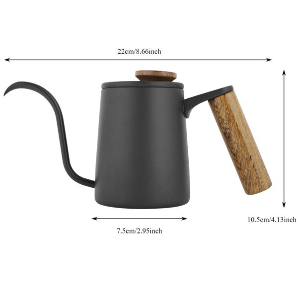 Tetera de de 350 ml y , tetera de goteo manual de acero inoxidable para  verter sobre café y tetera con mango Baoblaze Hervidor de café