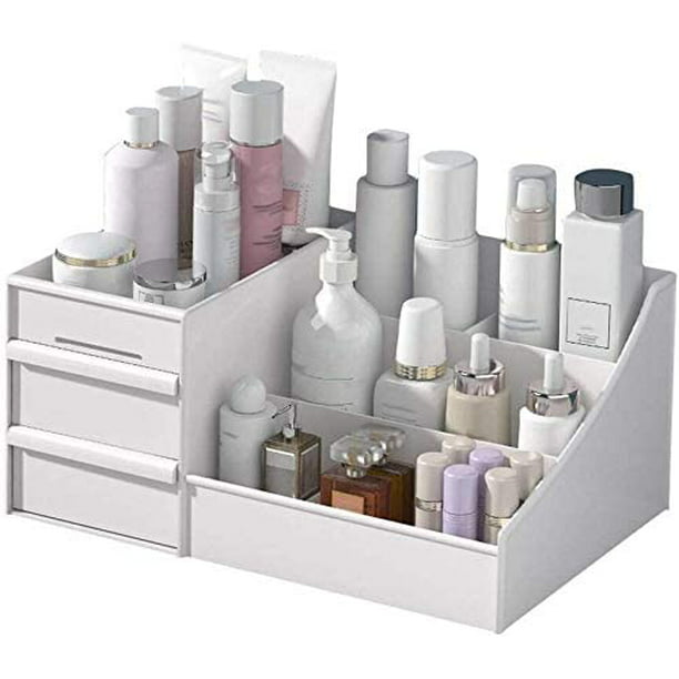 caja de plástico para maquillaje, caja organizadora de joyas, caja de  almacenamiento para maquillaje, caja de cosméticos para regalo de con  cajones (talla grande(blanco)-35.5*22*16cm)