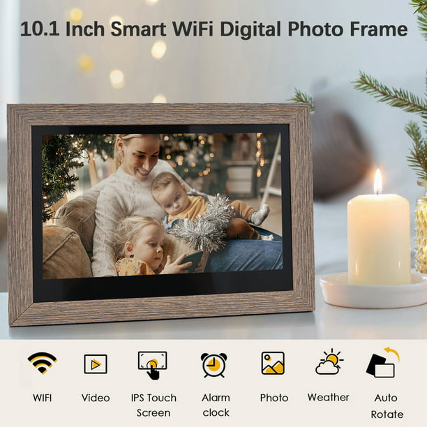 Marco de fotos digital de 10.1 pulgadas con WiFi y pantalla táctil IPS HD,  rotación automática, atenuación automática, fácil de compartir fotos y