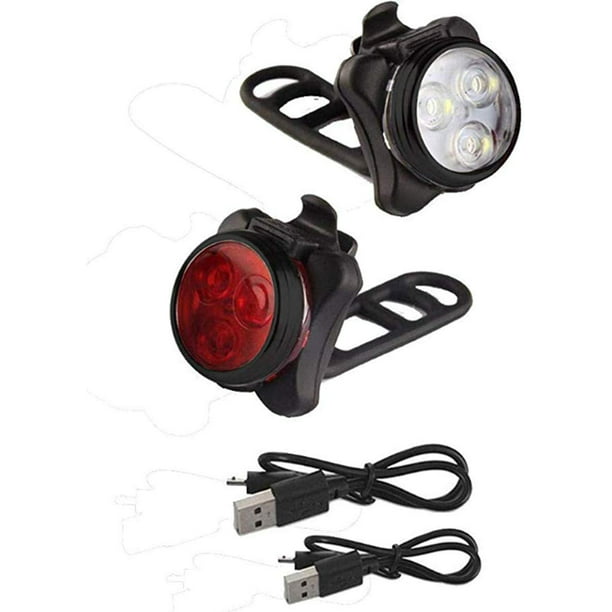 Luz para bicicleta, luz para bicicleta recargable por USB, juego de luces  para bicicleta a prueba de agua 4 modos de luz luz delantera y luz trasera  Adepaton LN-0363