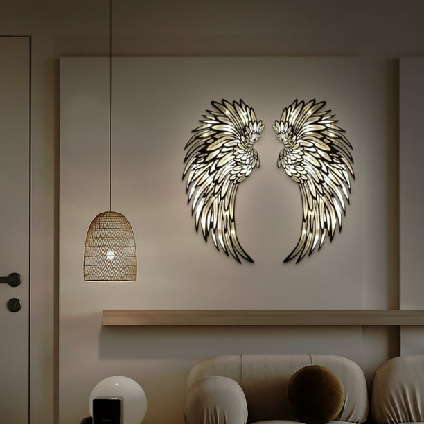 Zeckos Juego de 2 esculturas de pared de alas de ángel blancas antiguas  envejecidas, decoración perfecta para guardería, dormitorio, sala de estar