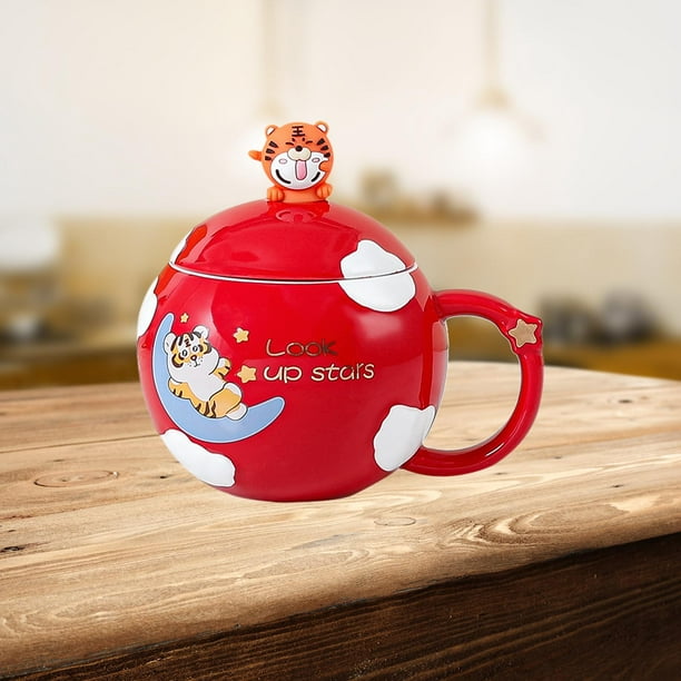 Taza de café de 500 ml, taza de de dibujos taza , cristalería para adulto  hombre niño regalos rojo Soledad Tazas de café de cerámica