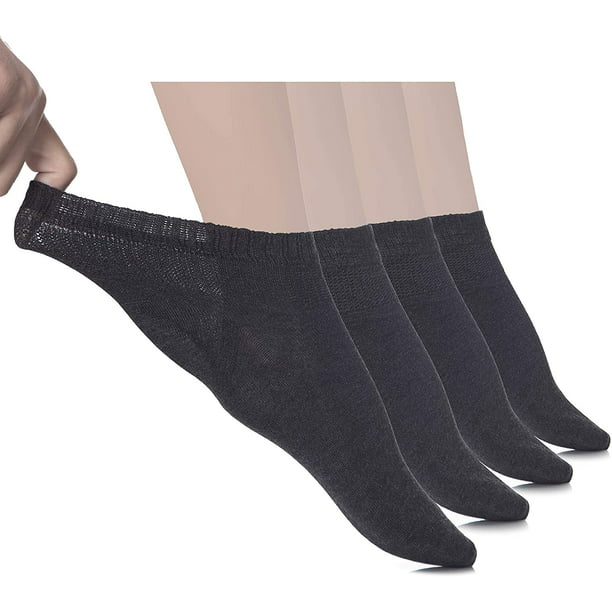 4 pares de calcetines tobilleros ligeros para diabéticos para mujer, calcetines finos de bambú, puntera sin costuras y parte superior sin ataduras Adepaton WMCH-142 Walmart en línea