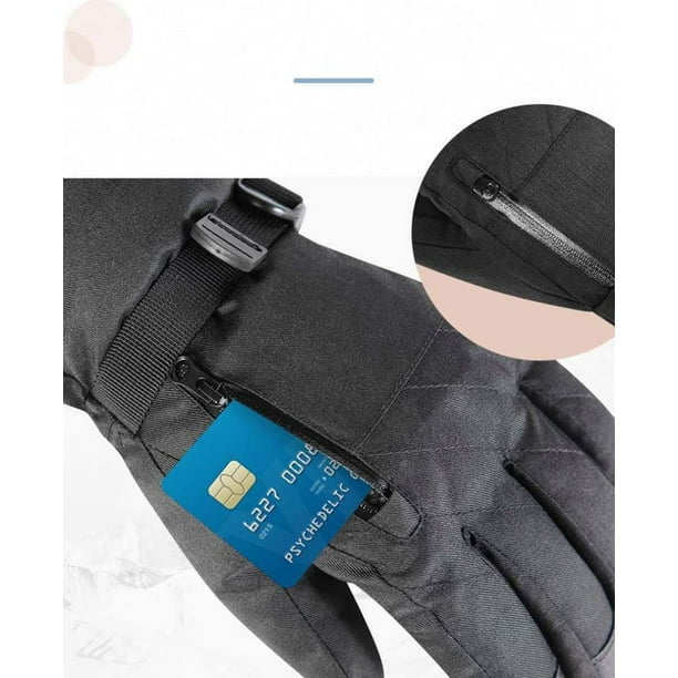 Guantes de esquí impermeables, 3M Thinsulate impermeables con bolsillo con  cremallera, guantes de invierno para hombres y mujeres