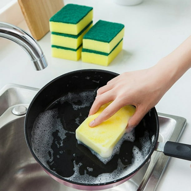 Esponjas para cocina (paquete de 3 piezas) – Esponja para platos o  limpiador de platos antiarañazos para lavar platos – Exfoliante de limpieza  de