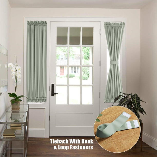 XWZO Cortinas de puerta francesa para ventanas de puerta, pequeña cortina  de filtrado de luz con bolsillo para barra, para decoración del hogar para