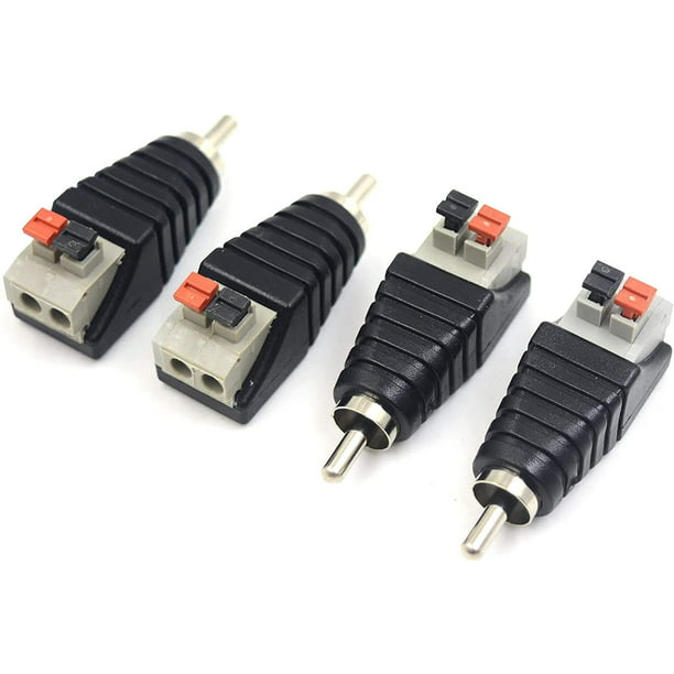 Cable de altavoz de 10 piezas a macho de Audio, conector hembra, adaptador  de clavija, tipo de prensa RCA, conectores sin tornillo - AliExpress