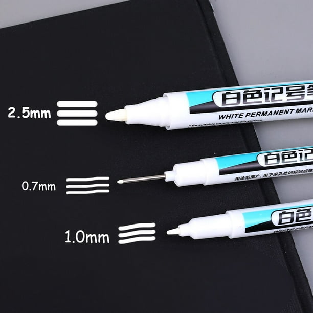 Rotuladores blancos aceitosos para pintura de vidrio, bolígrafos de Graffiti  impermeables, lápiz de Gel permanente para neumáticos, cuaderno, 0,7mm,  1mm, 2,5mm, 5/1 Uds.