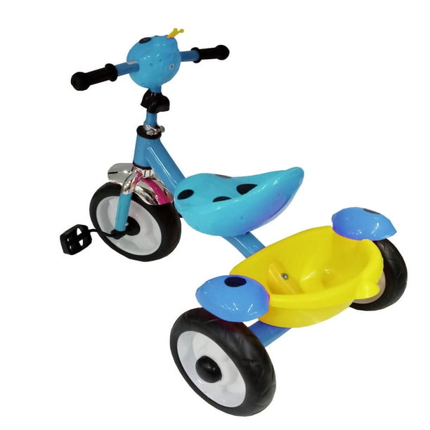 Kit Triciclo Velotrol Infantil Blue Music +Motoca Blue Music