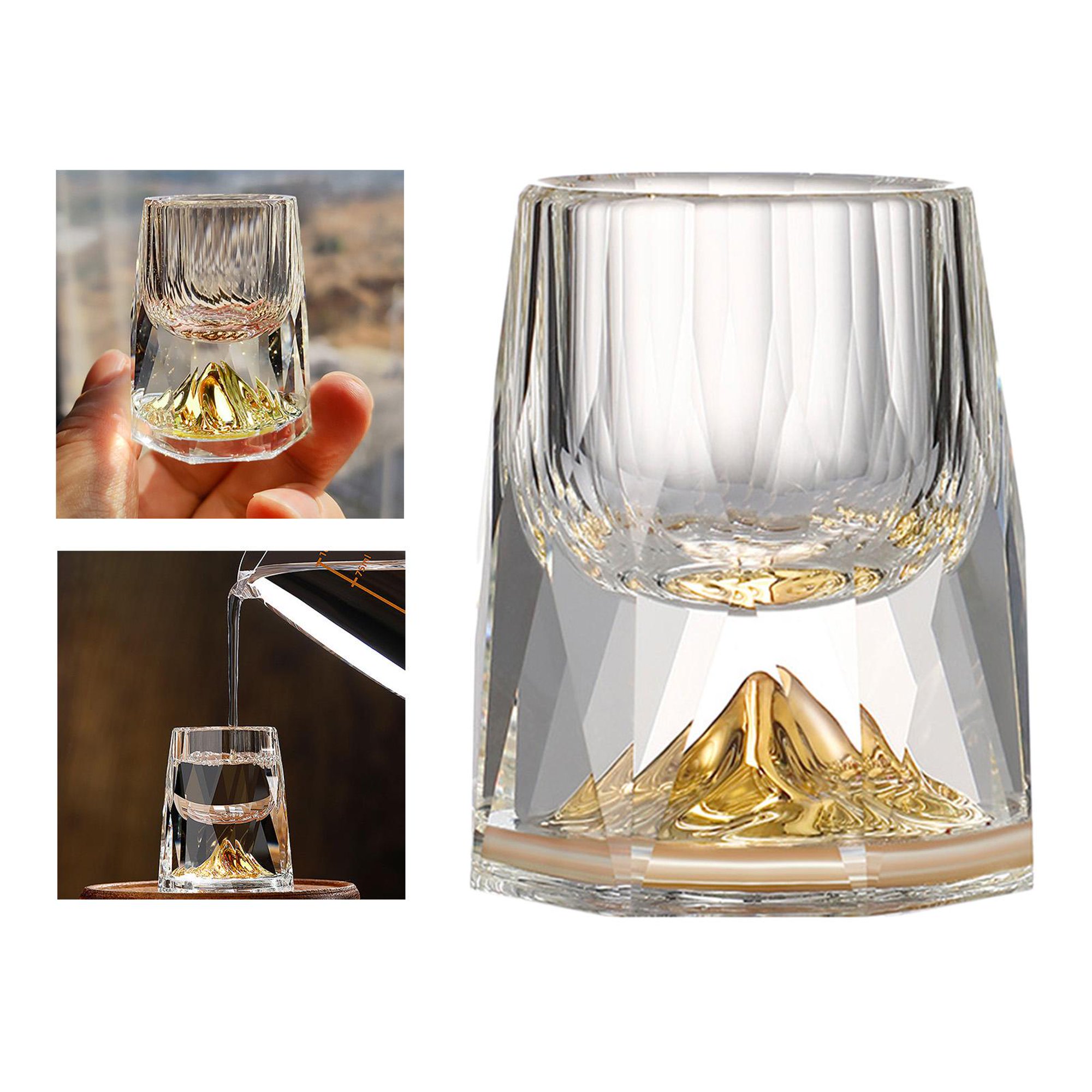 2x Vaso de Cristal Vaso de Lámina de píritus Cristal Diamante Corte de  Espejo para Reuniones Familiares Fiestas Sunnimix Utensilios de licor