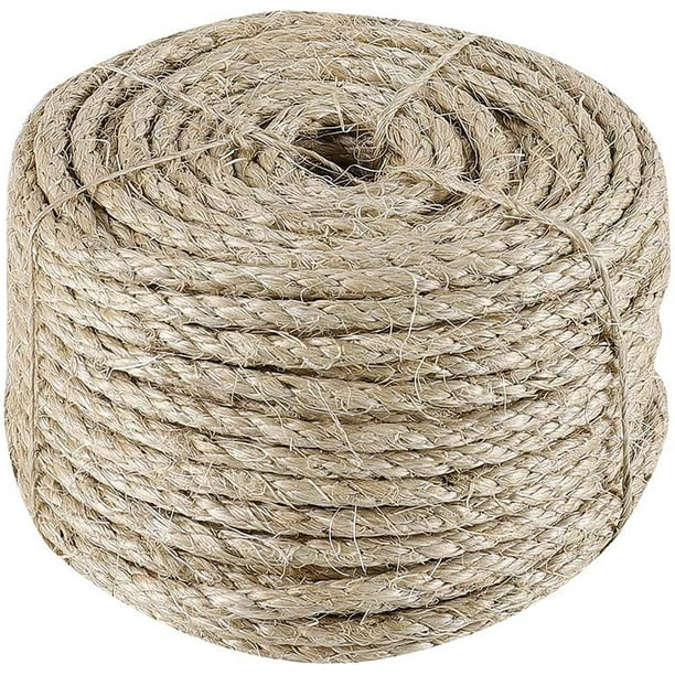 Aoneky Cuerda de sisal de repuesto para poste rascador para gatos, cuerda  de cáñamo para árbol de gato y torre (1/4 pulgadas, 164 pies)