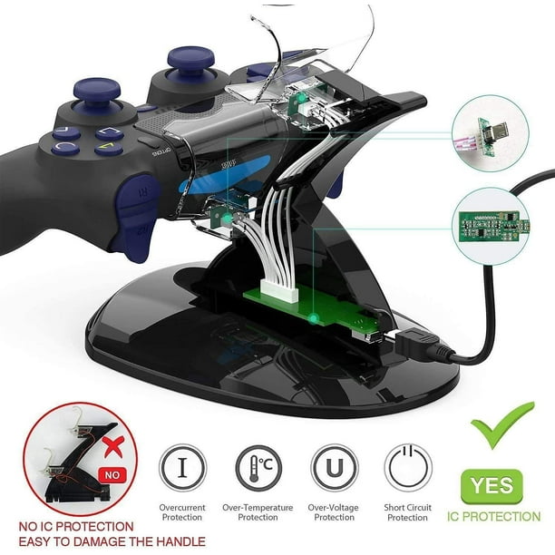  Cargador de controlador PS4 Estación de carga dual para  Playstation 4 DualShock Controladores inalámbricos (PS4, PS4 Pro, PS4 Slim)  : Videojuegos