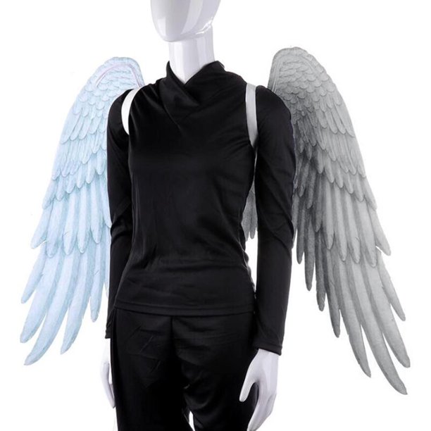 Disfraz de ala de ángel con plumas de Halloween en 3D, correas elásticas  para los hombros, accesorios, Material Premium, juego de rol realista para  Blanco 80x90cm Salvador Disfraz de ala