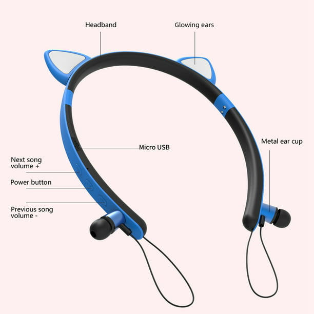 Auriculares Inalámbricos Bluetooth, Auriculares Bluetooth 5.0 con  Micrófono, Diadema Ajustable, Orej Macarena
