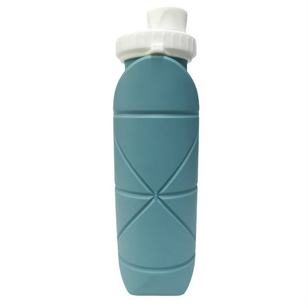 Botella de agua plegable (azul) - Reutilizable, sin BPA, silicona,  plegable, portátil ya prueba de fugas, botellas de agua para viajes,  gimnasio