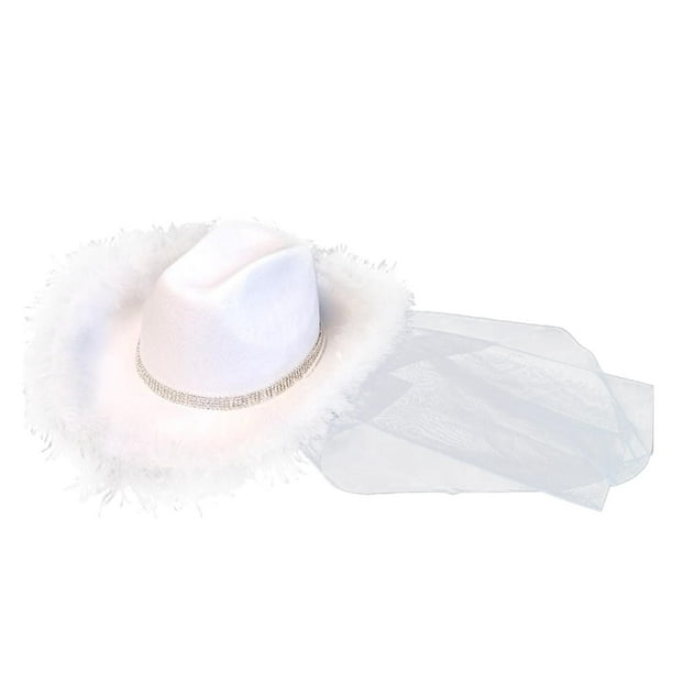 Sombrero de vaquero de estilo occidental, sombrero ancho para mujer,  sombreros de boda, sombrero de fieltro con de cristal para novia Sombrero  Yuyangstore Sombrero de vaquero