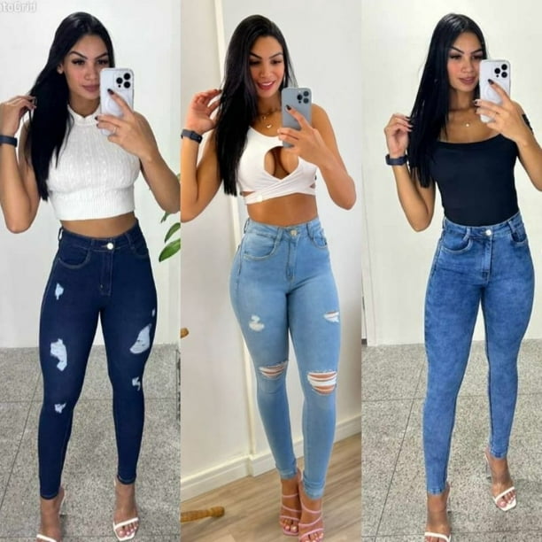 Jeans Mujer Cintura Alta Empina a tope con Elastano Xun | Walmart en línea