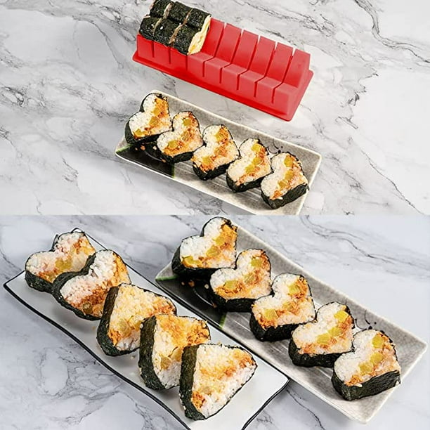 Kit para hacer sushi, edición de lujo con juego completo de sushi, 10  piezas de herramienta de plástico para hacer sushi, completo con 8 formas  de molde para rollos de arroz de