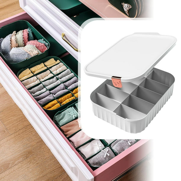 Cajas De Almacenamiento Caja de almacenamiento para guardarropa,  calcetines, ropa interior, sujetadores, organizador divisor (6 rejillas)  Likrtyny