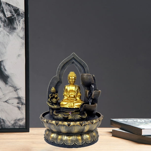 Fuente de agua de Buda para interiores y exteriores, estatua zen,  decoración grande de fibra de vidrio, fuentes decorativas en color roca, 24  pulgadas