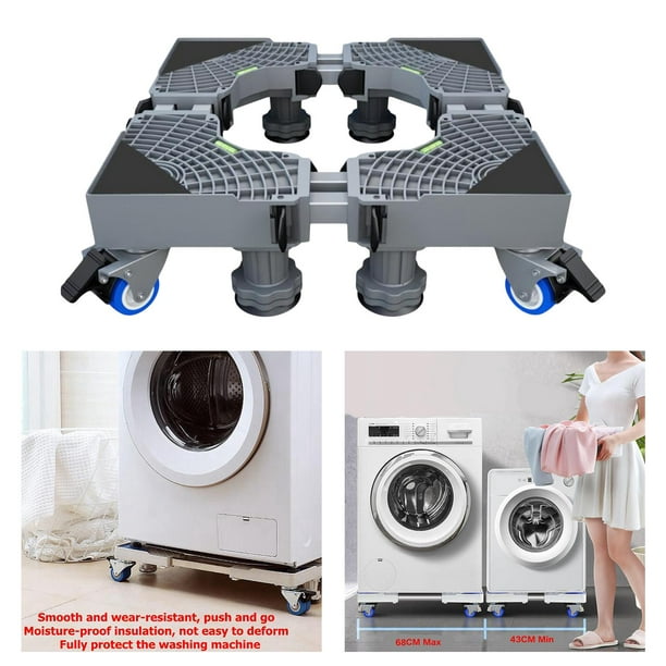 Soporte para lavadora con 4 ruedas dobles ajustables para nevera móvil para  lavadora y secadora, ruedas giratorias, rodillos