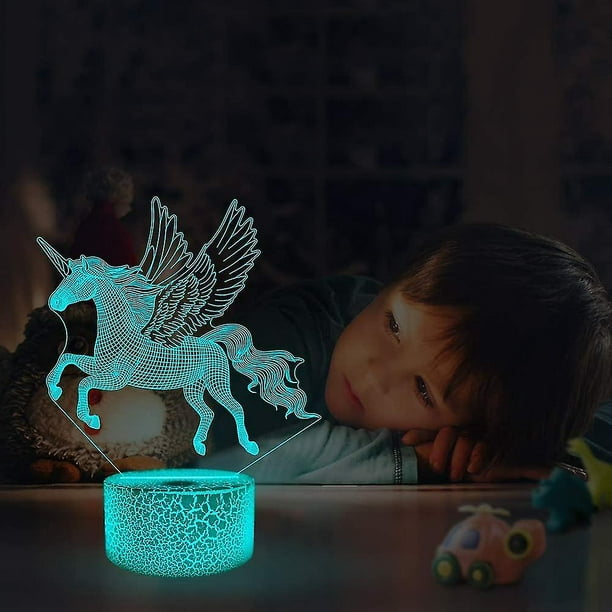 Luz nocturna de unicornio para niños y bebés, lámpara de ilusión