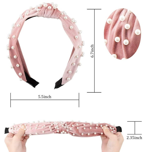 venta caliente accesorios de pelo niñas llanura tejido nudo diadema  plástico personalizado perla bandas de pelo para las mujeres