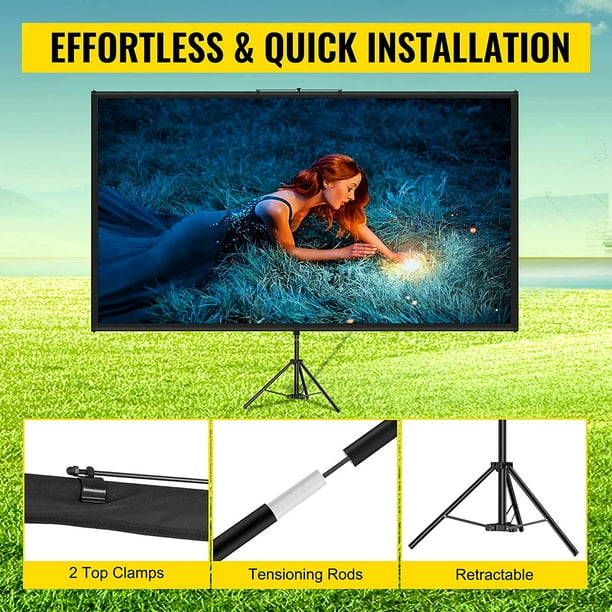 in.tec] Pantalla para proyector Portable con Trípode 290 x 216 x 65 cm  Ajustable para HD y 3D Tela de proyección Blanco y Negro : :  Electrónica