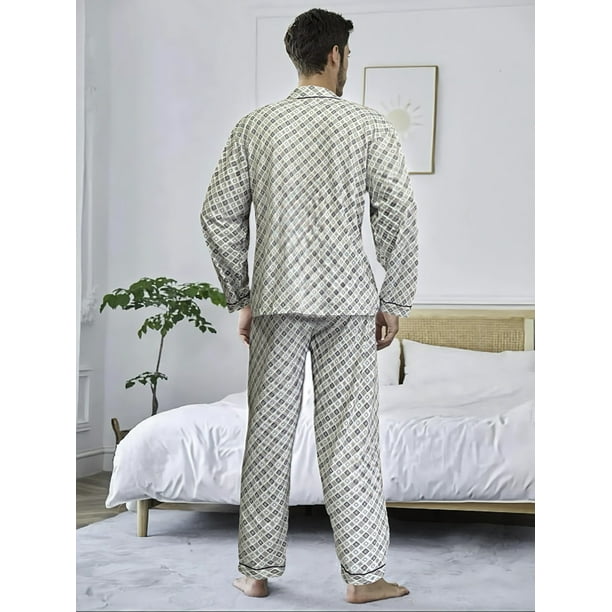 Pijama 2 Piezas Gris Botones Hombre