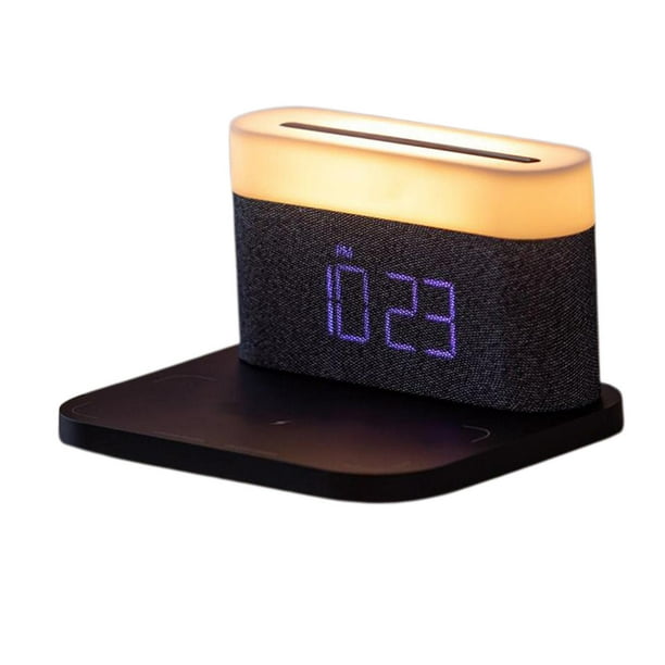 Radio despertador, radio de reloj de madera para dormitorio, reloj  despertador Bluetooth, radio FM con luz nocturna de 7 colores, puerto de  carga tipo