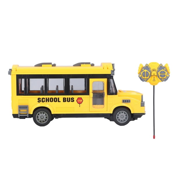 Juguete modelo de autobús escolar, modelo de autobús escolar amarillo,  figura de vehículo de juguete de plástico con puertas de apertura, luces y