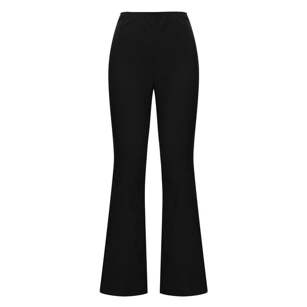 Pantalones de Pierna Ancha Para Mujer, Informales, Sólidos, Elegantes, de  Cintura Alta, Pantalones Acampanados, Pantalones Con Cremallera Odeerbi