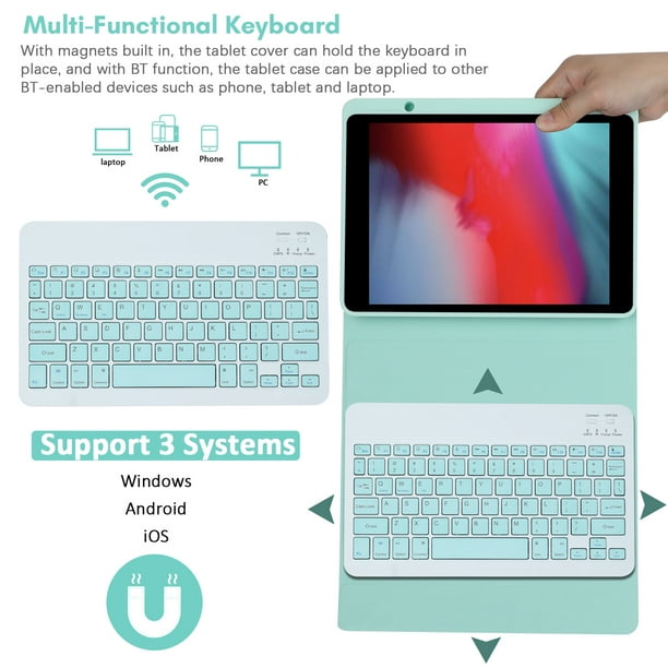 Funda para tablet con Teclado USB para Tablet 9,7 a 10.5 Azul en