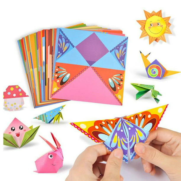 Kit de papel de origami para niños, 108 papel plegable de colores vivos, 54  patrones, kit de proyectos de arte con libro de origami para 5, 6, 7, 8