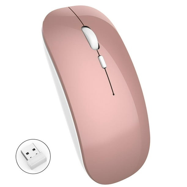 Ratón Bluetooth recargable, ratón inalámbrico bluetooth (oro rosa)