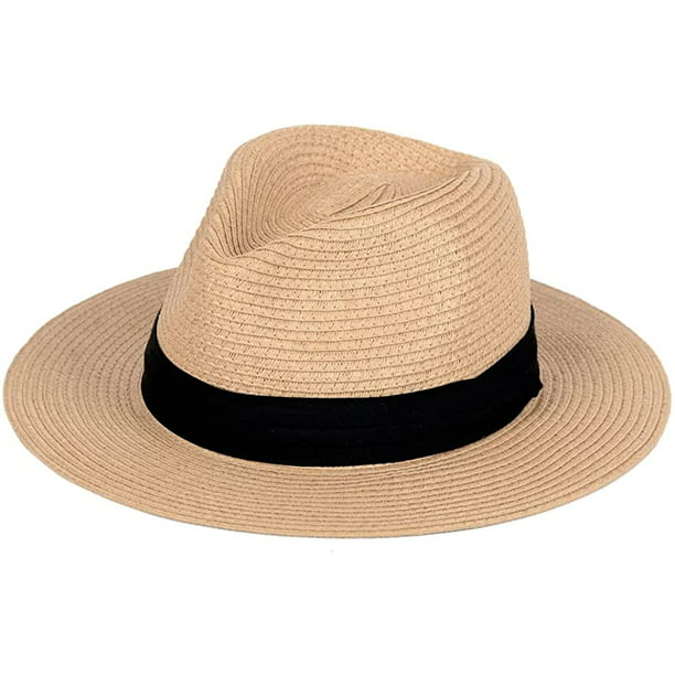 Sombreros Fedora para mujer, sombrero de paja de ala ancha