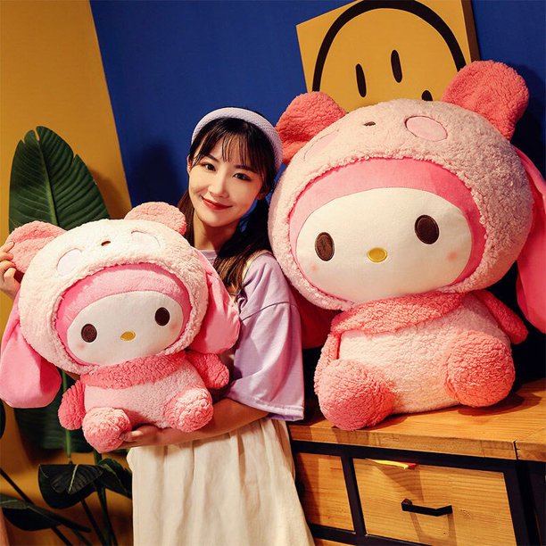 Mymelody Sanrio de gran tamaño se transforma en un Panda, almohada de tiro,  muñeco de peluche Kawaii, Kuromi Hellokitty juguete de peluche, regalo