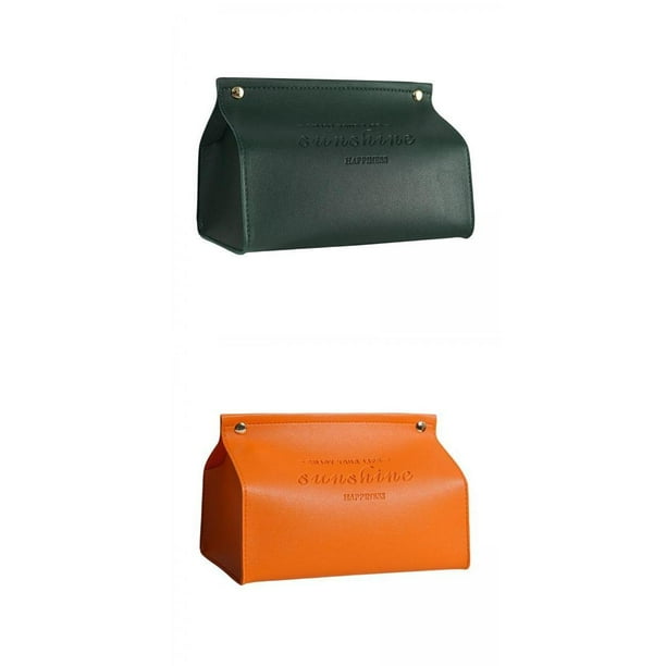 Cubierta de papel de seda,Funda porta pañuelos rectangular cuero PU,Caja  porta servilletas Caja toallitas de Dispensador,Estuche de papel énico Caja  de pañuelos naranja Sunnimix Cubierta de papel de seda