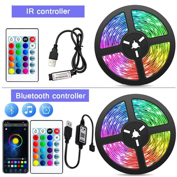 Tira de luces LED USB para decoración de habitación, diodo de  retroiluminación de TV, 5V, RGB 5050, Control por aplicación Bluetooth,  cambio de Color Alegría Market