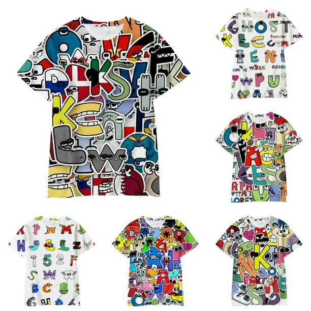 Alphabet Lore T Shirt Imprimir Cartoon Casual Verano Niños Manga