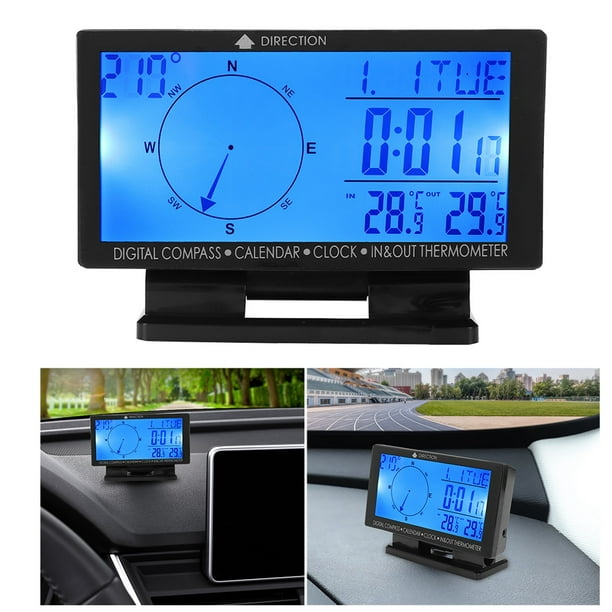 Termómetro digital para coche, medidor de termómetro digital multifuncional  para automóvil CD60 con función de navegación de tiempo