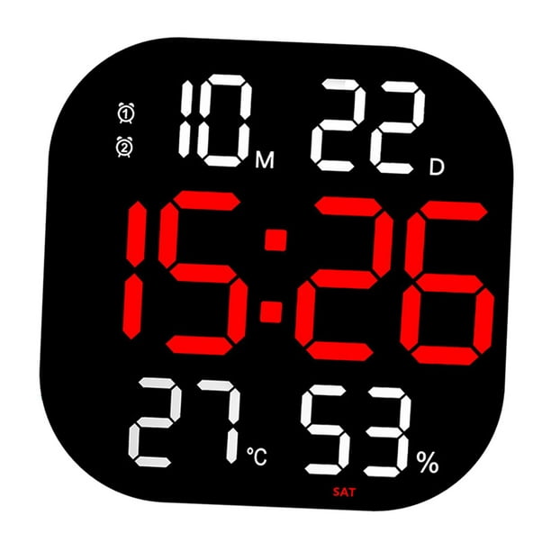 Reloj de pared digital con temperatura Humedad Relojes LED Despertador  electrónico Verde BLESIY reloj digital de pared