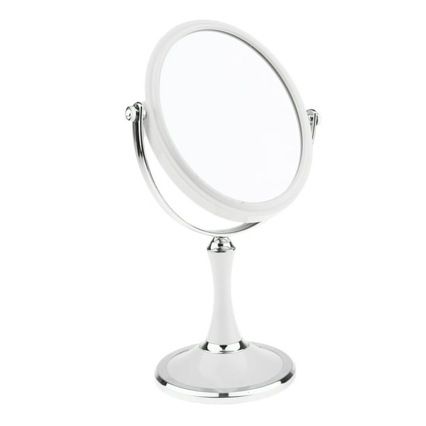  Espejo de aumento con luz 10X, espejo de maquillaje LED, espejo  cosmético giratorio con aumento de 10X, espejo de mesa de 9 pulgadas, espejo  doble independiente con pedestal para maquillaje (color